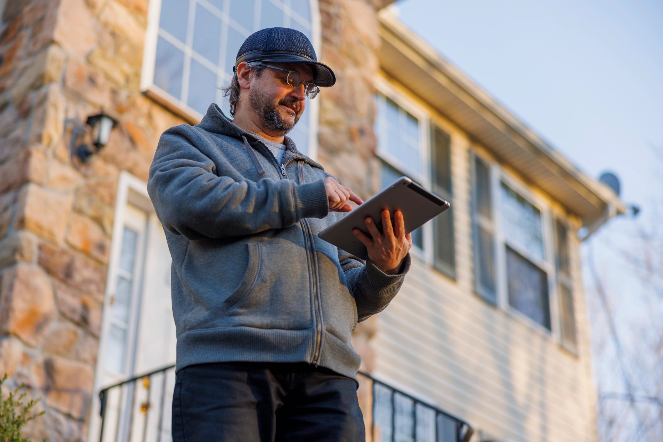 Maintenance checklist reviewed on a tablet