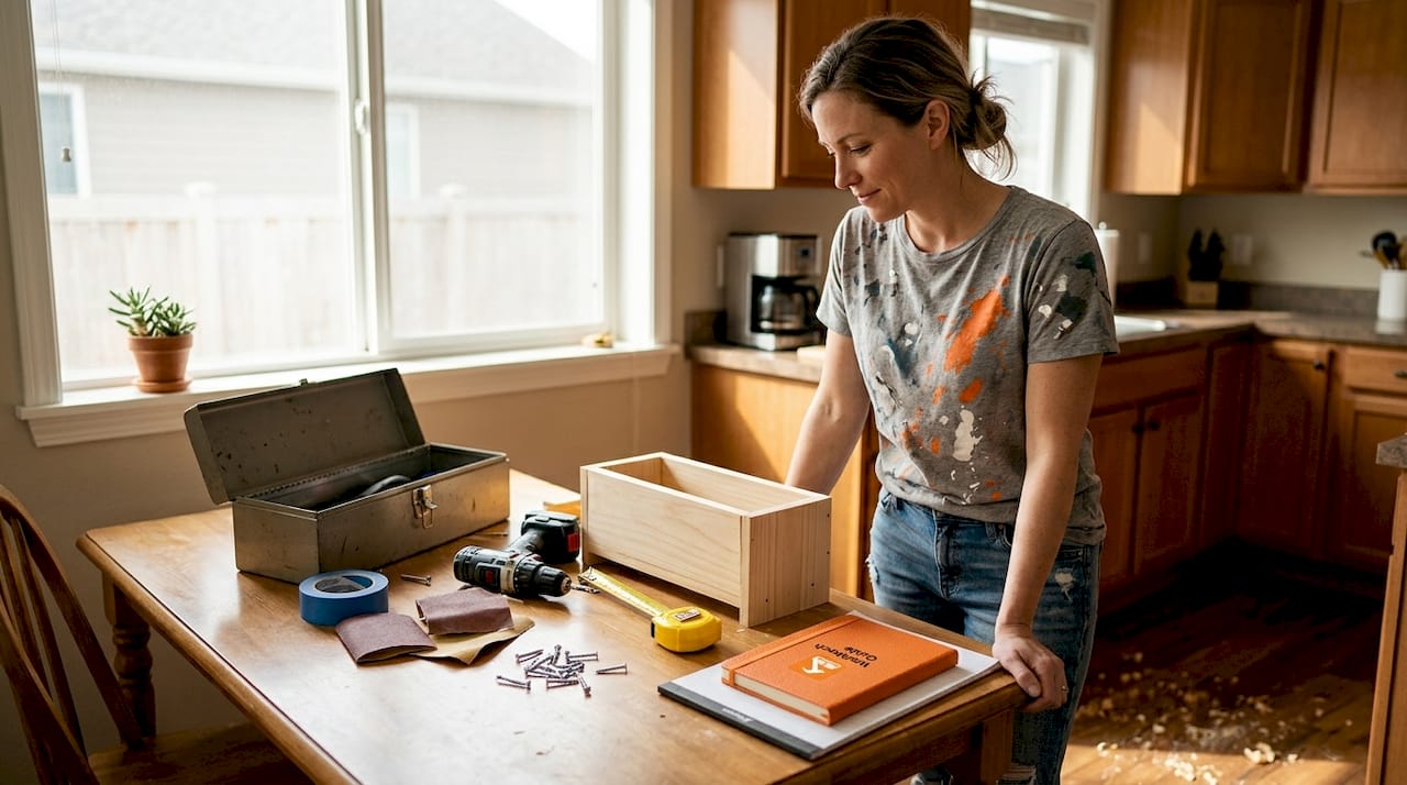 Woman preparing tools for DIY home project