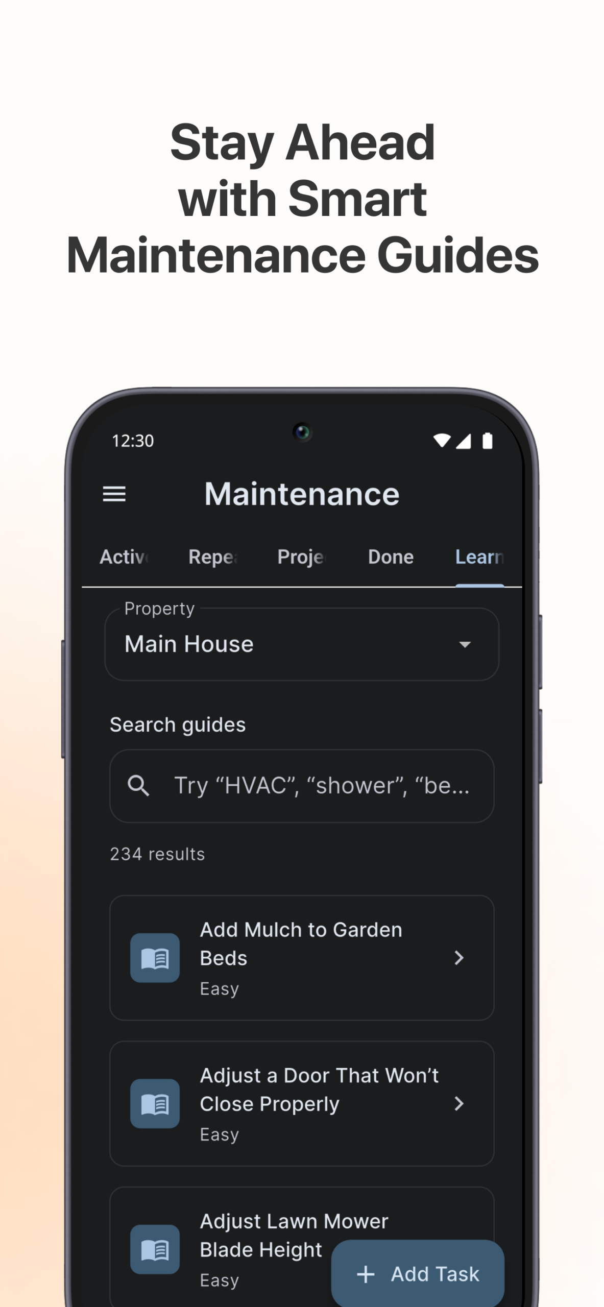 WorkbenchGuide mobile app maintenance planning screen