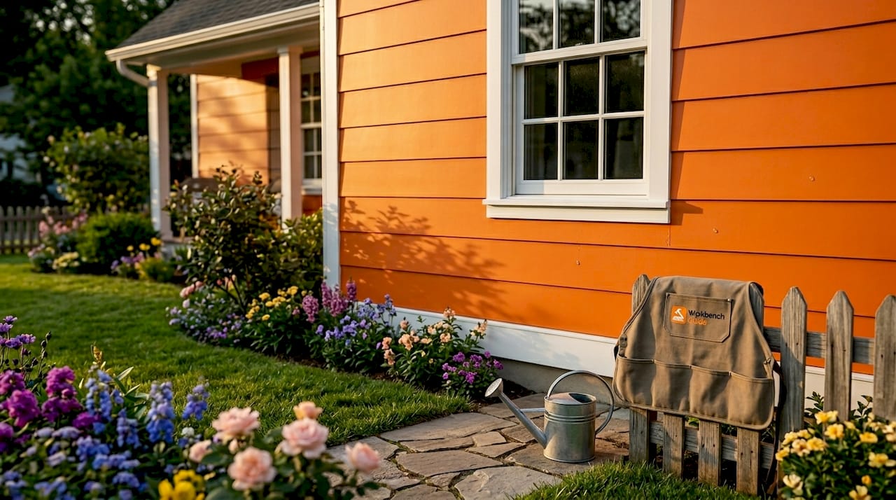 Freshly painted house exterior siding and trim