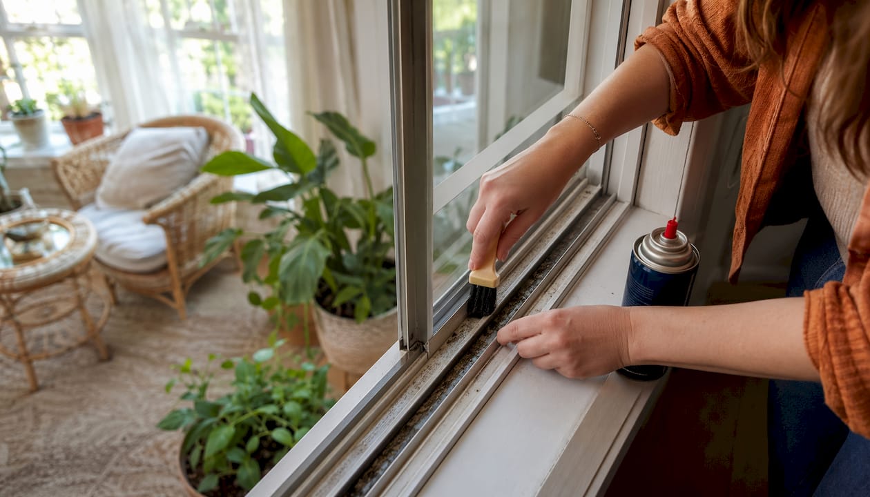 Hands cleaning and lubricating window track