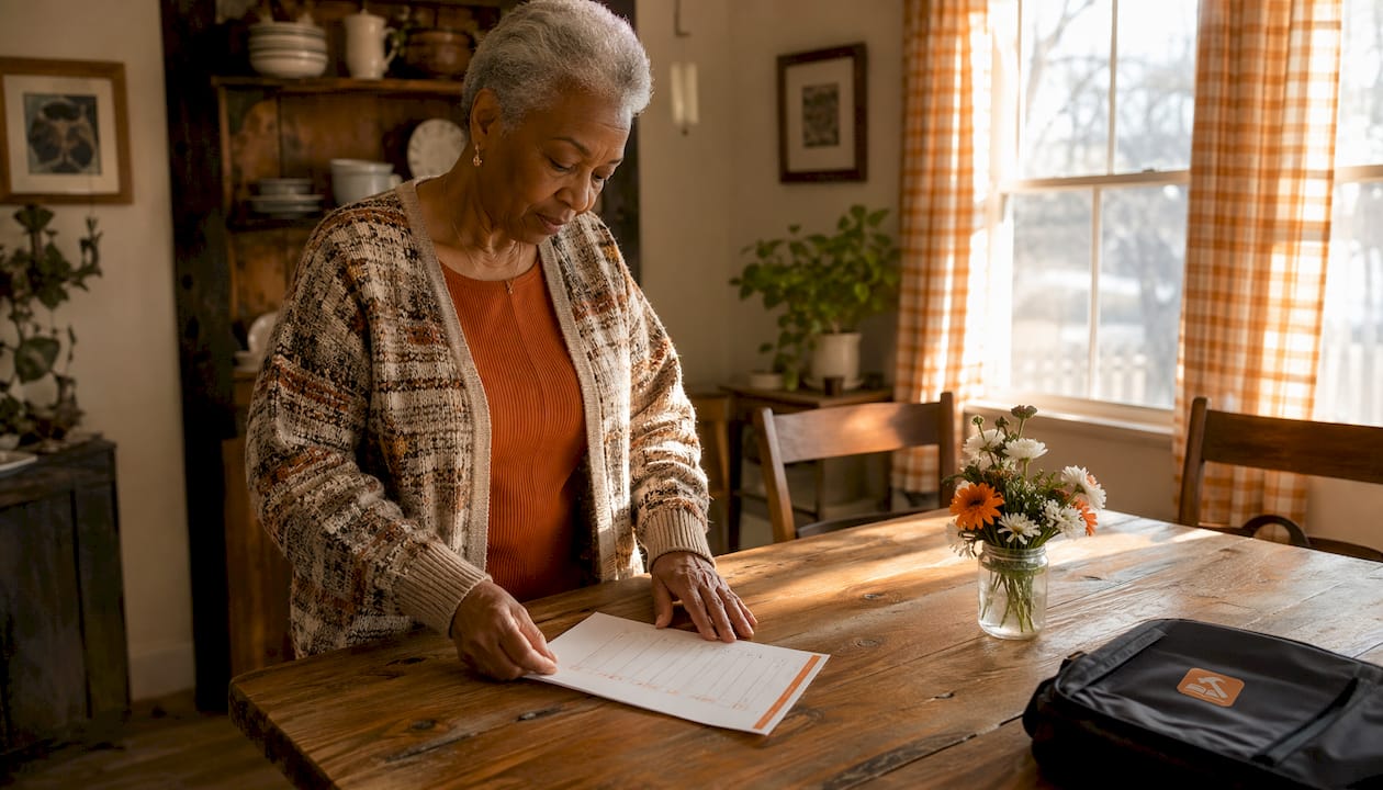Hands checking off home maintenance checklist