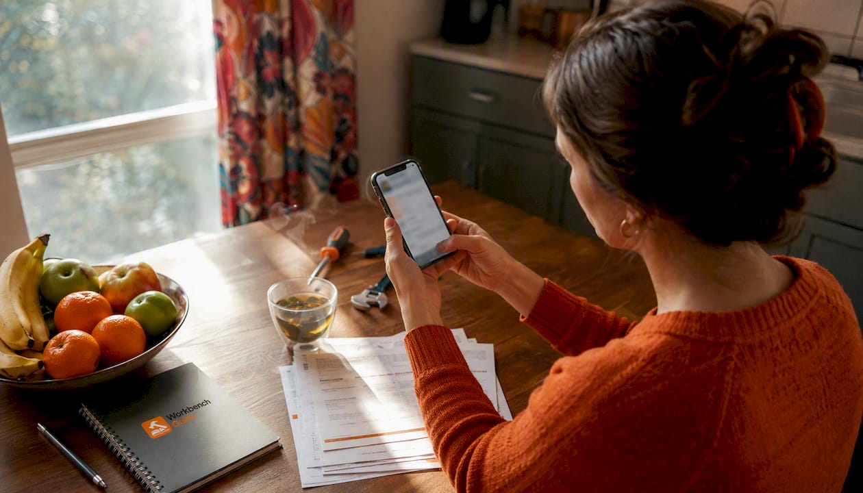 Landlord managing maintenance requests on phone