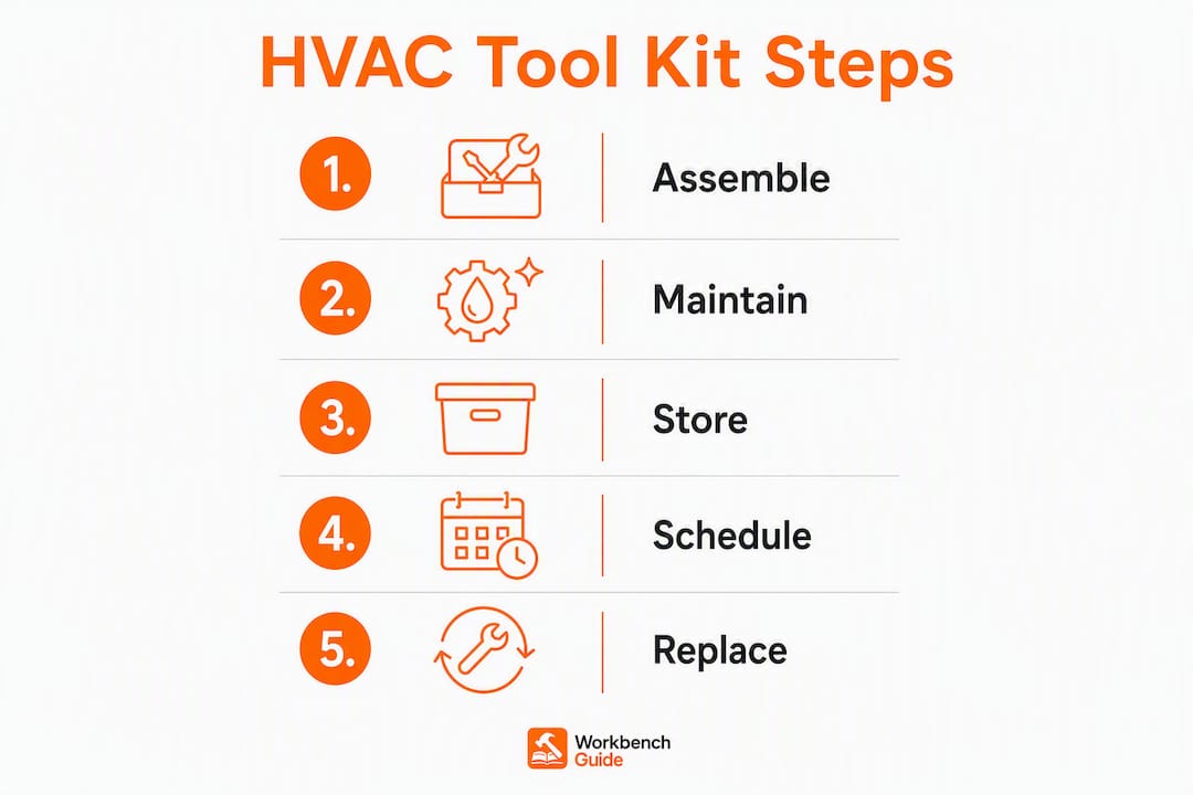 Infographic with five-step HVAC maintenance tool process